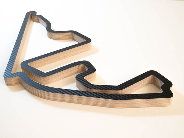 Yas Marina Abu Dhabi Wooden F1 Grand Prix Race Track Wall Art Sculpture in a Carbon Finish