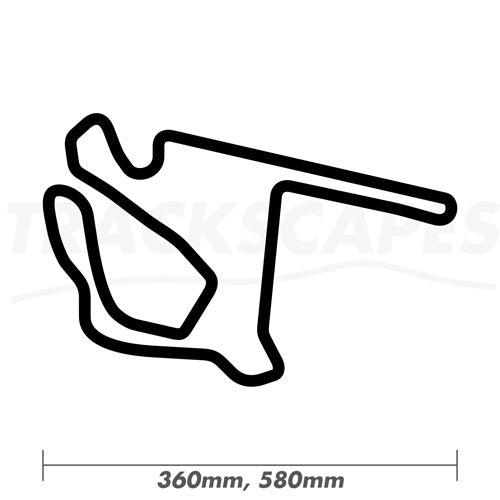 Image Showing Dimensions of Andalucia Wooden Racing Track Wall Art in 360mm and 580mm Variants