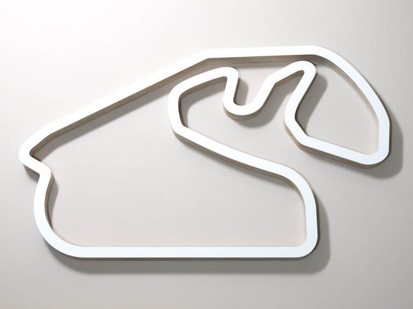 Autodromo Jose Carlos Pace Sao Paulo F1 Wooden Racing Track Wall Art Sculpture Aerial View in a White Finish
