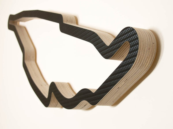 Circuit Gilles Villeneuve Canada Wood F1 Grand Prix Racing Track Art Model Close Up in a Carbon Finish