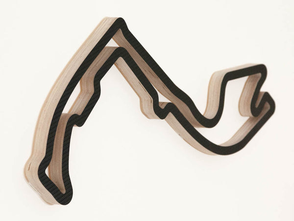 Circuit de Monaco Formula 1 Racing Track Wooden Sculpture Left Angle in a Carbon Finish
