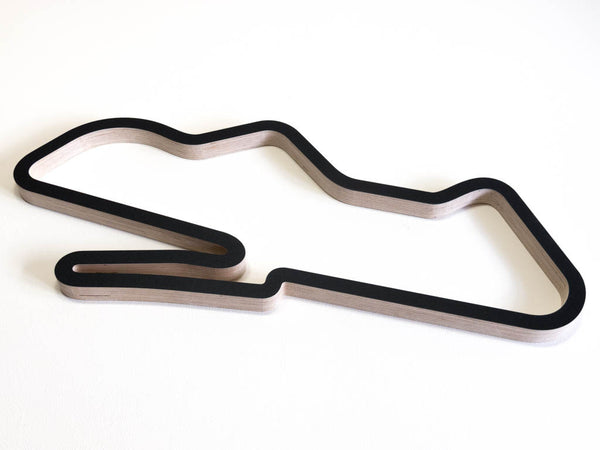 Donington Park GP WorldSBK Circuit Wood Racing Track Wall Art Model Alternative Angle in a Black Finish