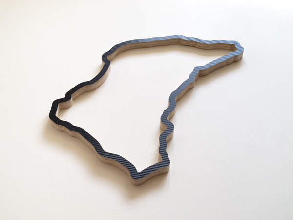 Isle of Man TT Circuit Racing Track Wall Art in Carbon 580mm Size Low Angle