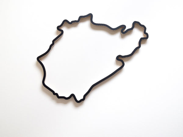 Nuerburgring Nordschleife Wooden Racing Track Wall Art Carbon Finish on Display