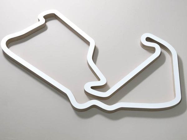 Silverstone Grand Prix Circuit UK F1 WEC MotoGP Race Course Art Sculpture on a Chocolate Background in a White Finish