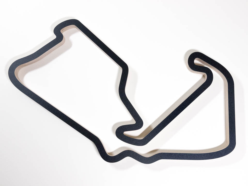 Silverstone Grand Prix Circuit F1 Wooden Racing Track Wall Art Sculpture Aerial View in a Black Finish