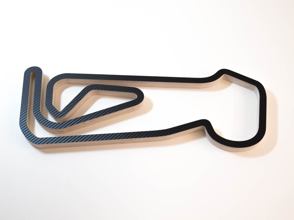 Snetterton 300 Circuit BTCC Wood Racing Track Wall Art Model Aerial View in a Carbon Finish