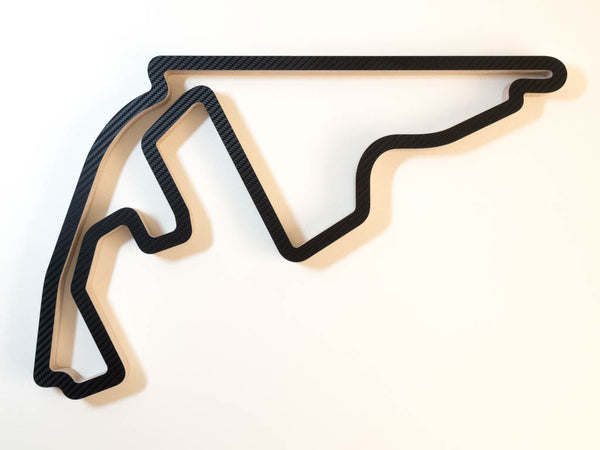 Yas Marina Abu Dhabi Wooden Formula One Grand Prix Race Track Wall Art Sculpture in a Carbon Finish